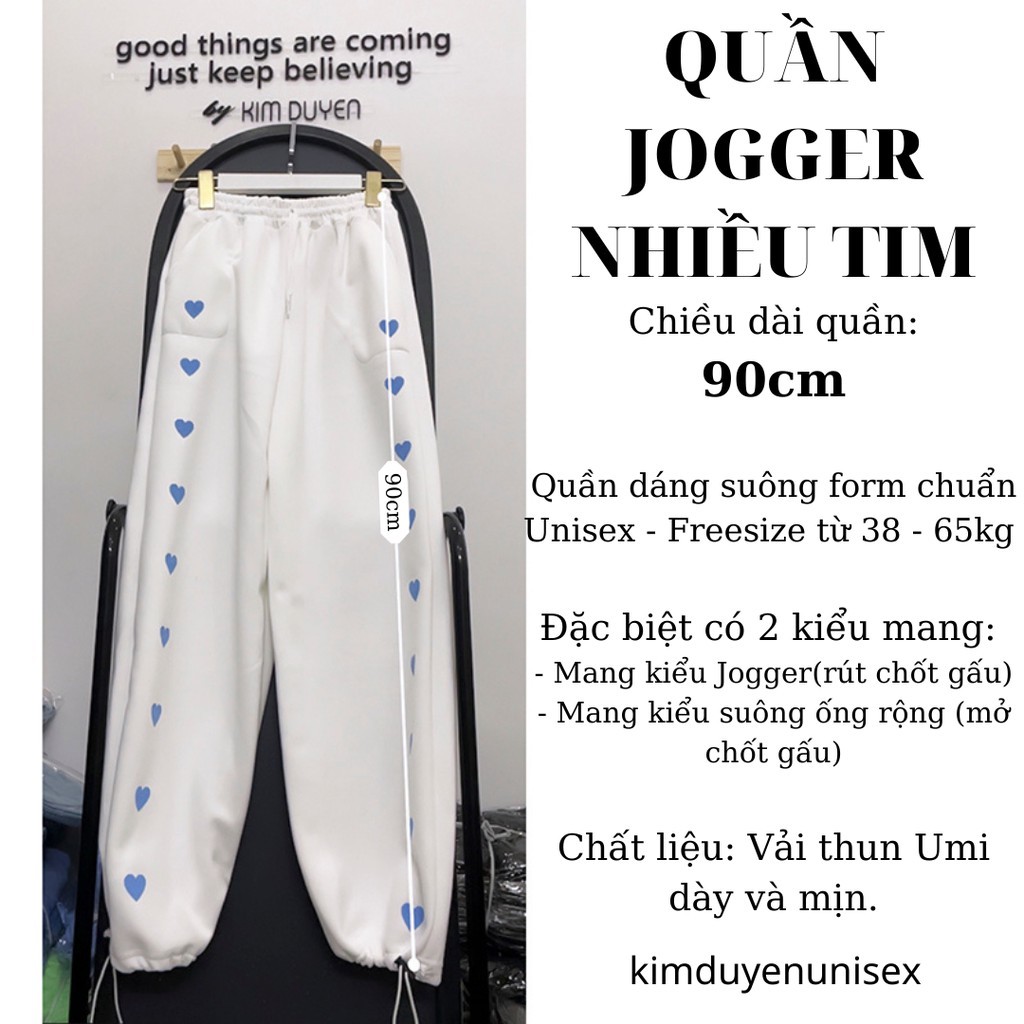 [Video+Ảnh Thật] Quần Jogger Nhiều Tim Siêu Xinh - Chốt Gấu Xịn Xò - Vải Thun Umi Dày, Mịn - Chuẩn Form Freesize 38-65kg