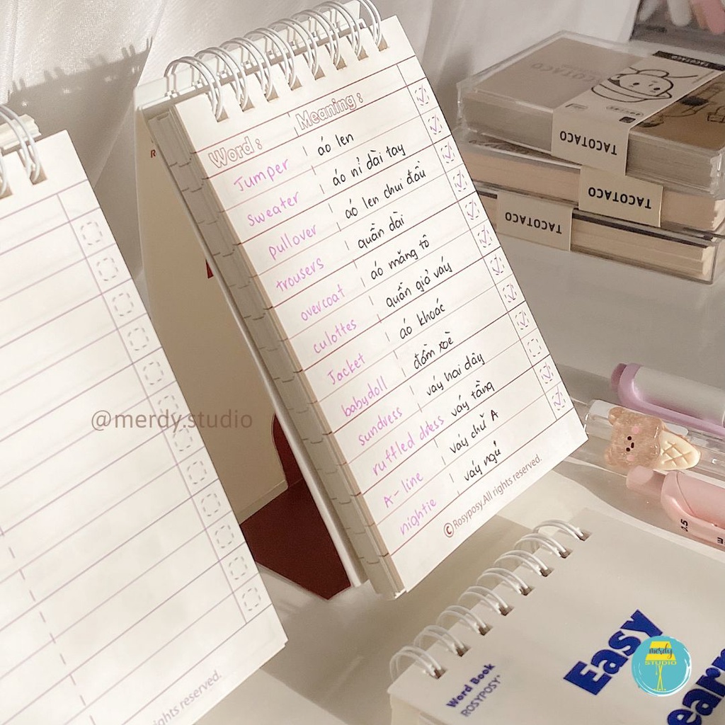 Sổ từ vựng Word Book RosyPosy học 1000 từ có thể gấp thành dáng đứng