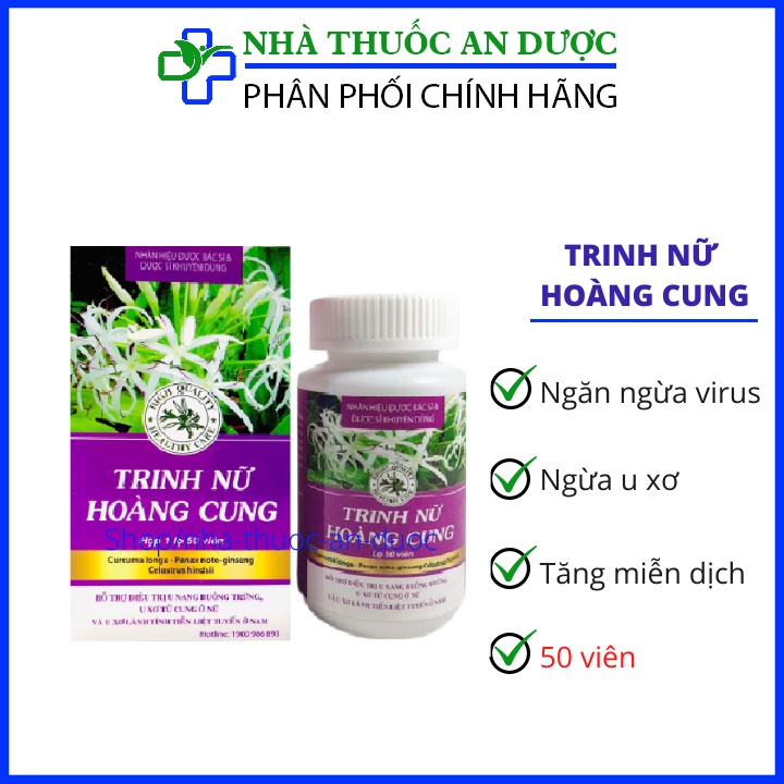Trinh Nữ Hoàng Cung hỗ trợ giảm u xơ tử cung, u nang buồng trứng, u xơ tuyến tiền liệt lọ 50 viên