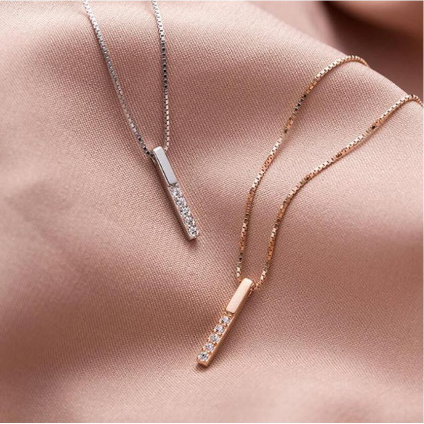 Dây chuyền mạ vàng / bạc mặt đính đá đơn giản thanh lịch dành cho nữ