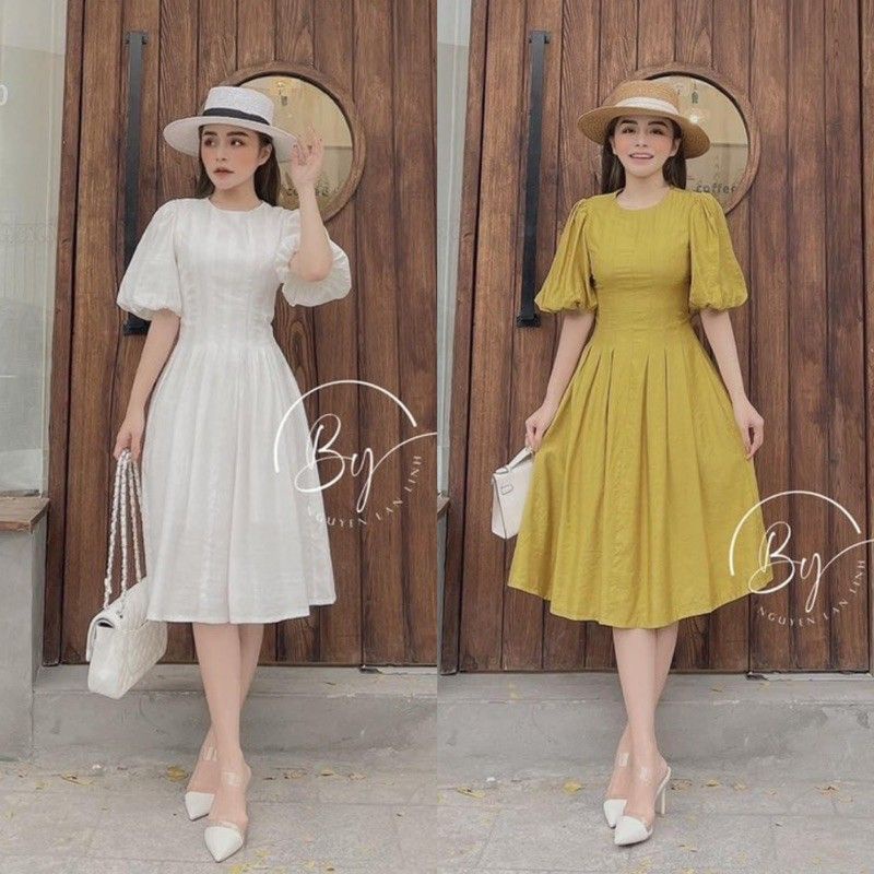 Váy Li Tay Bồng Cổ Tròn Siêu Xinh Cho Ngày Hè Rực Rỡ