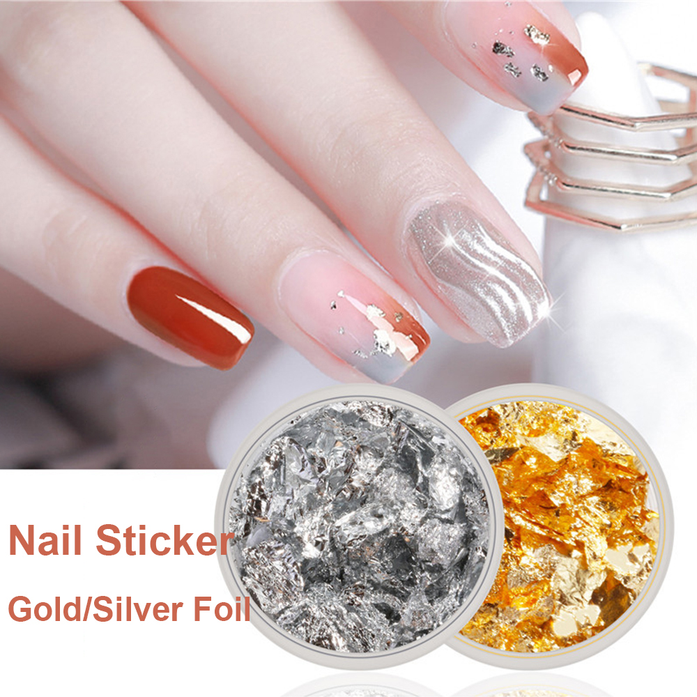 Lá kim loại sequin trang trí móng tay thủ công