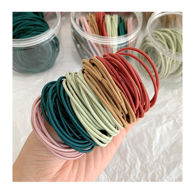 Bộ 100 dây buộc tóc đàn hồi phong cách Hàn Quốc độc đáo