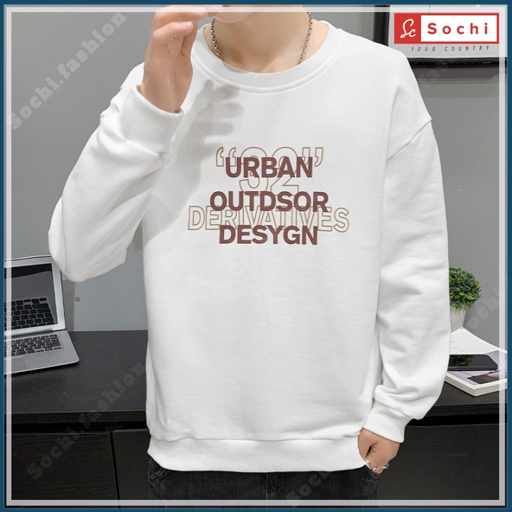 Áo nỉ sweater Hàn Quốc, áo thu đông nam Sochi chất nỉ mềm mịn in URBAN mã SW8.02