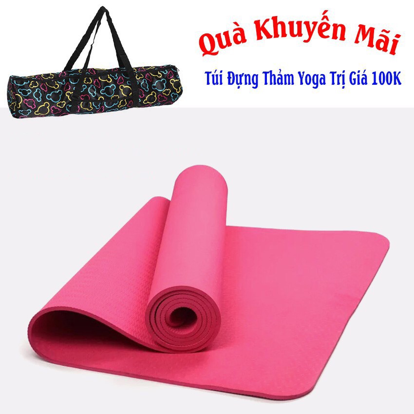 Thảm Yoga TPE 1 Lớp Đúc 6mm Cao Cấp + Tặng Kèm Túi Đựng