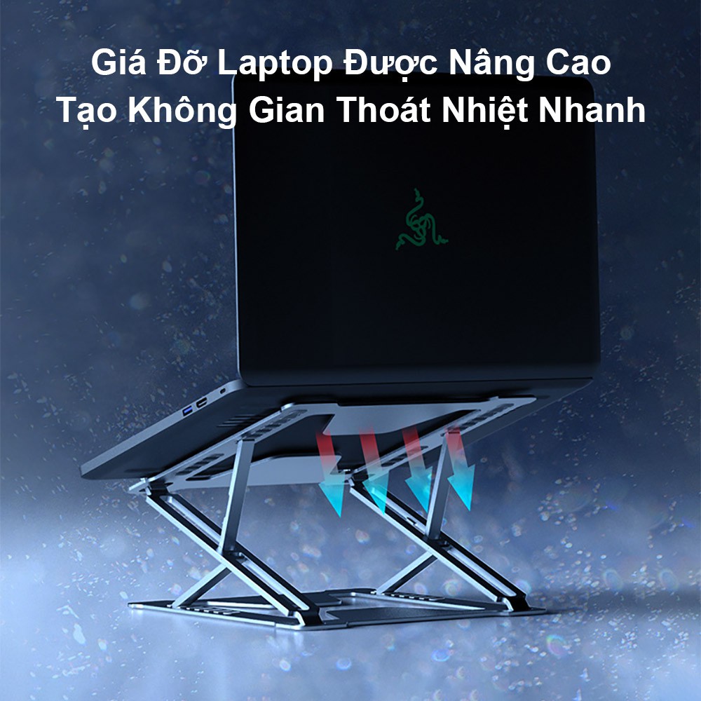 Giá Đỡ Laptop, Đế Nâng Macbook Boneruy Hợp Kim Nhôm 2 Tầng Điều Chỉnh Nhiều Góc Độ Cao Thấp Dễ Dàng, Tản Nhiệt Nhanh