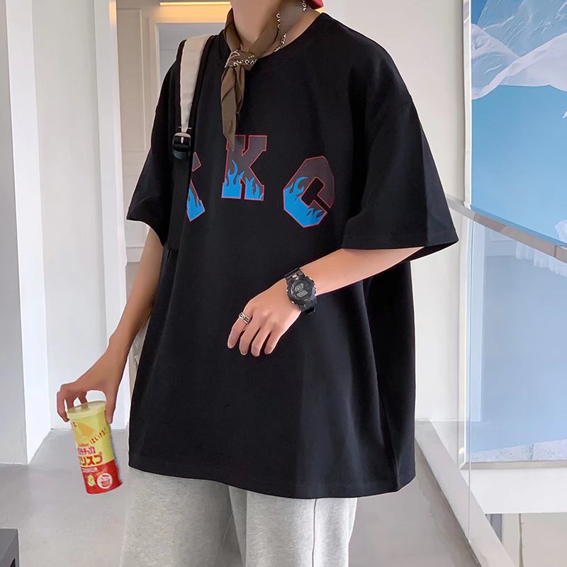 Áo Thun Tay Ngắn Dáng Rộng In Chữ Phong Cách Hip Hop Hàn Quốc Thời Trang Mùa Hè Cho Nam Size M-8XL