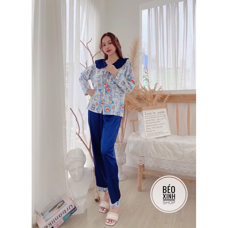 [FREESHIP] Đồ  Ngủ Pyjama Bigisize TD Phối  45-100kg cao cấp Đồ Ngủ Lụa Nhật phối satin cao cấp