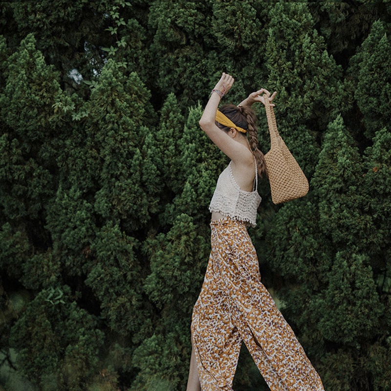 Áo Croptop Dệt Kim Không Tay Cổ Chữ V Hở Lưng Dáng Rộng Họa Tiết Kẻ Sọc Gợn Sóng Phong Cách Bohemian Thời Trang Mùa