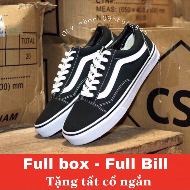 Full box - Full Bill - Tặng Tất - Giày thể thao nam nữ old đen mũi nhung nỉ, size 36-43.   .