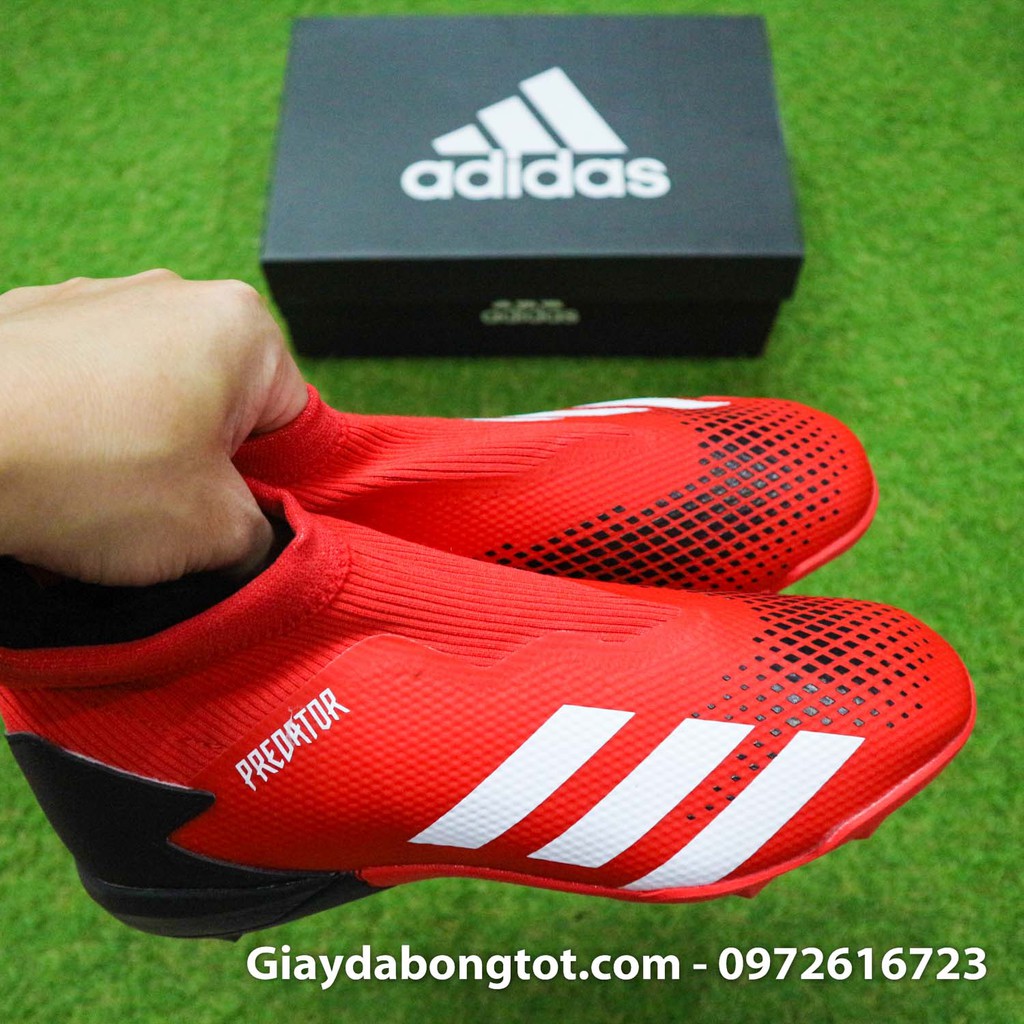 Giày Predator 20.3 TF đỏ vạch trắng không dây