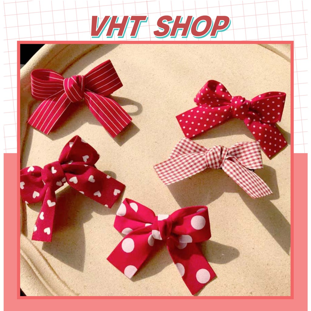 Kẹp tóc Hàn Quốc, kẹp tóc nơ nữ màu đỏ đẹp nhiều mẫu thời trang xinh xắn  P133 - VHT SHOP
