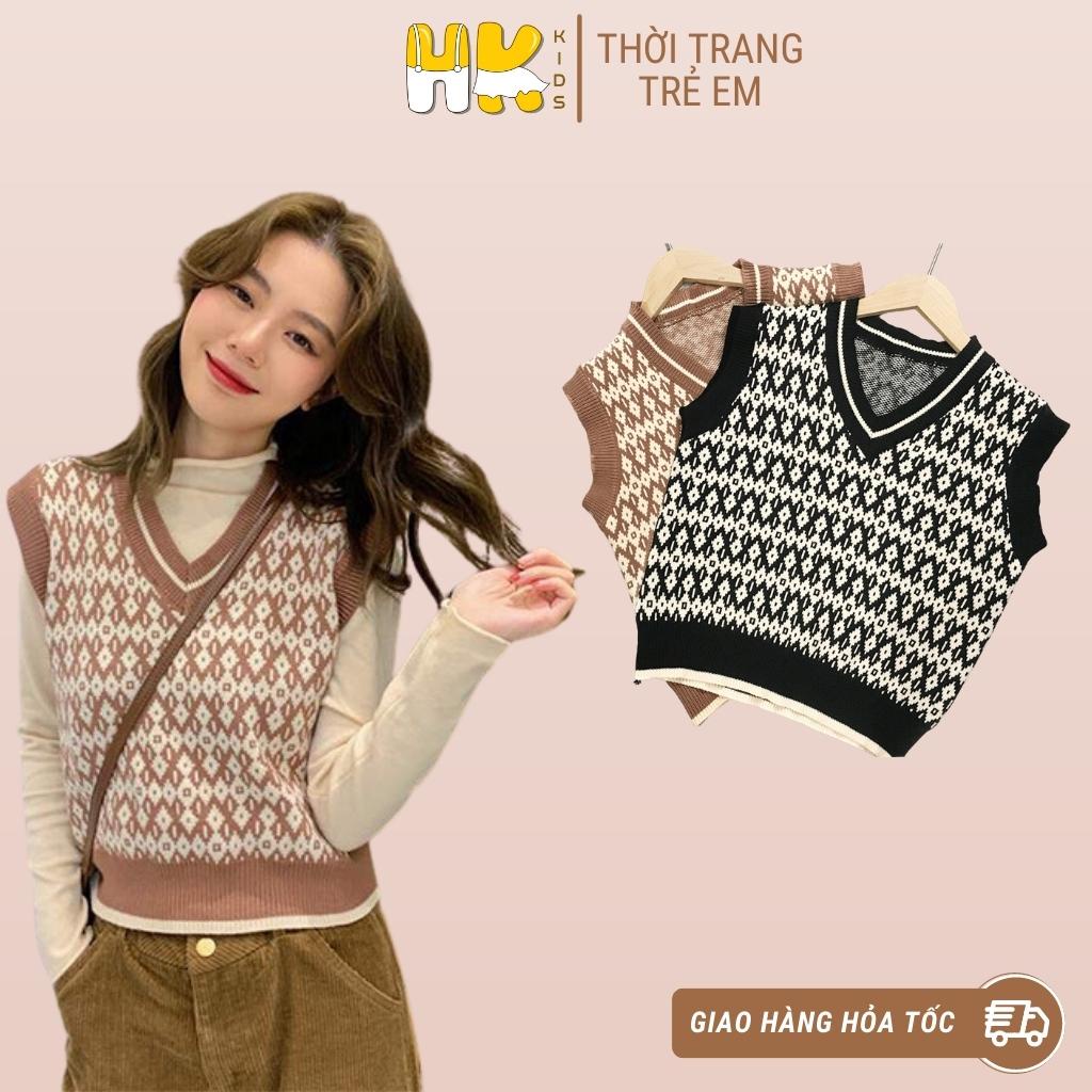 Áo gile len cho bé HK KIDS hoạ tiết thổ cẩm chất len cao cấp mềm mịn đanh lì size cho bé từ 3 đến 8 tuổi (mã 92017)