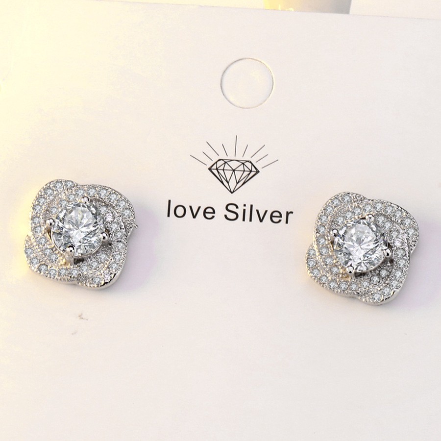 Khuyên Tai Hình Trái Tim Đính Đá Thời Trang Dành Cho Nữ