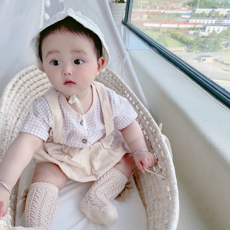 Yếm cho bé_Set yếm kèm áo kẻ mua 1 được 2 cho bé trai - bé gái