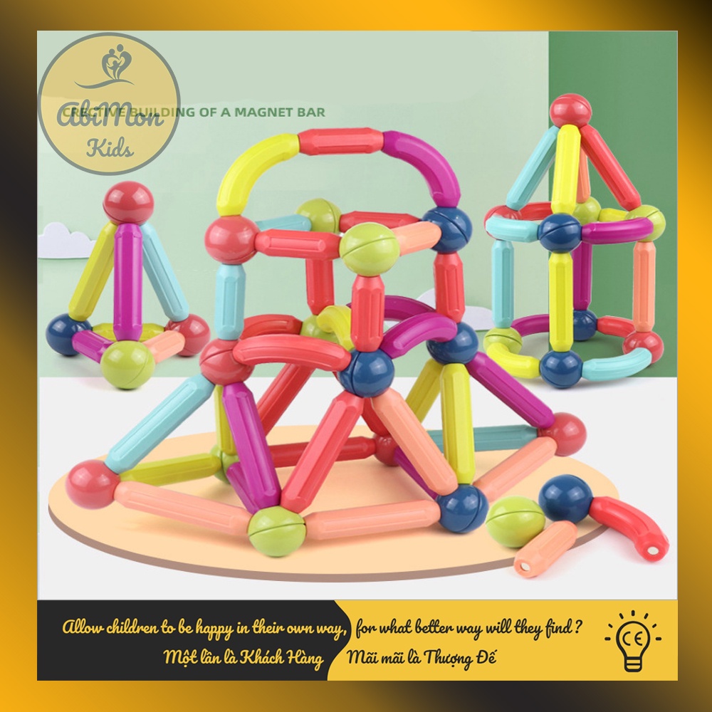 Bộ Xếp Hình Nam Châm Cho Bé (36, 42, 64 chi tiết) ☘️ Montessori cao cấp ✨ Đồ chơi Gỗ - Giáo Dục - An toàn - Thông minh