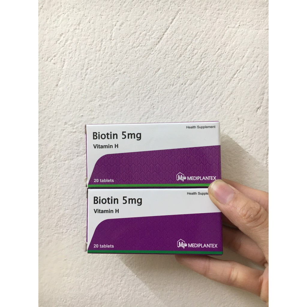 Viên BIOTIN 5mg ( vitamin H ) hộp 20 viên giúp giảm rụng tóc,đẹp da