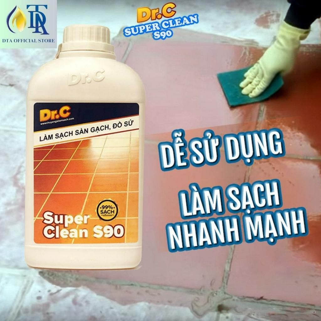 Nước Tẩy Sàn Nhà, Tẩy Sàn Xi Măng, Thiết Bị Men Sứ, Rêu Mốc, Vôi Vữa, Tẩy Phèn Trên Bề Mặt Sàn Gạch Dr.C S90 1 Lít