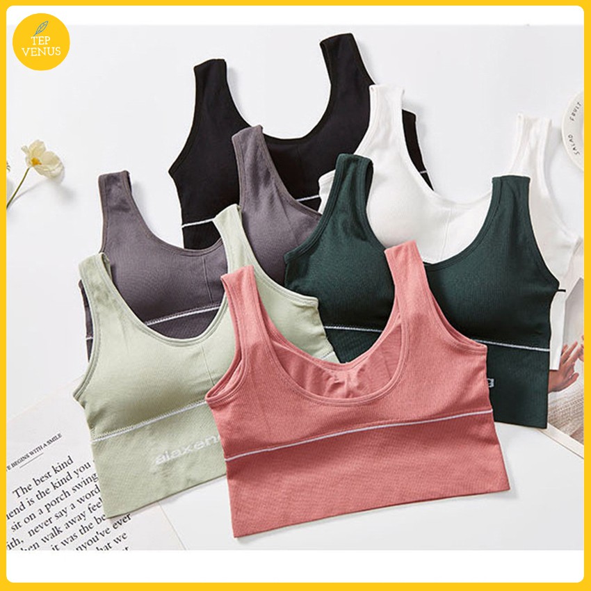 Áo Bra Gym Yoga Bra Thể Thao Dáng Croptop Khoét Hở Lưng Cotton Tăm Tep-BraAlax