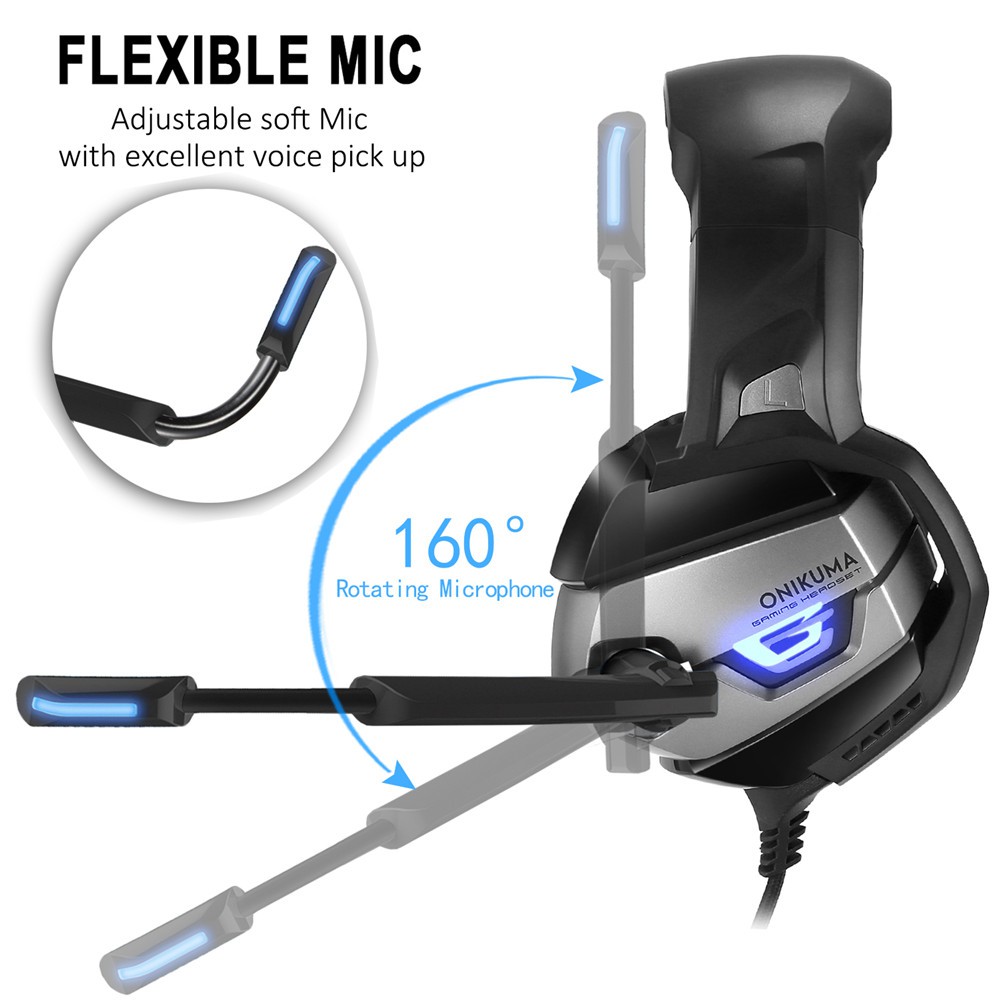 Tai nghe chụp tai chơi game ONIKUMA GAMING HEADSET K5 mic đèn LED cực đẹp cho game thủ