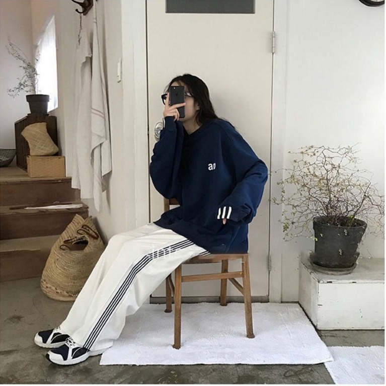 Áo sweater SUXI thiết kế tay dài dáng rộng in họa tiết thời trang mùa thu phong cách Hàn Quốc dành cho nữ