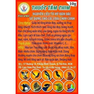 THUỐC TẮM CHIM PHÚ VINH. NGỪA XỈA LÔNG KHI THI ĐẤU, RẬN MẬT
