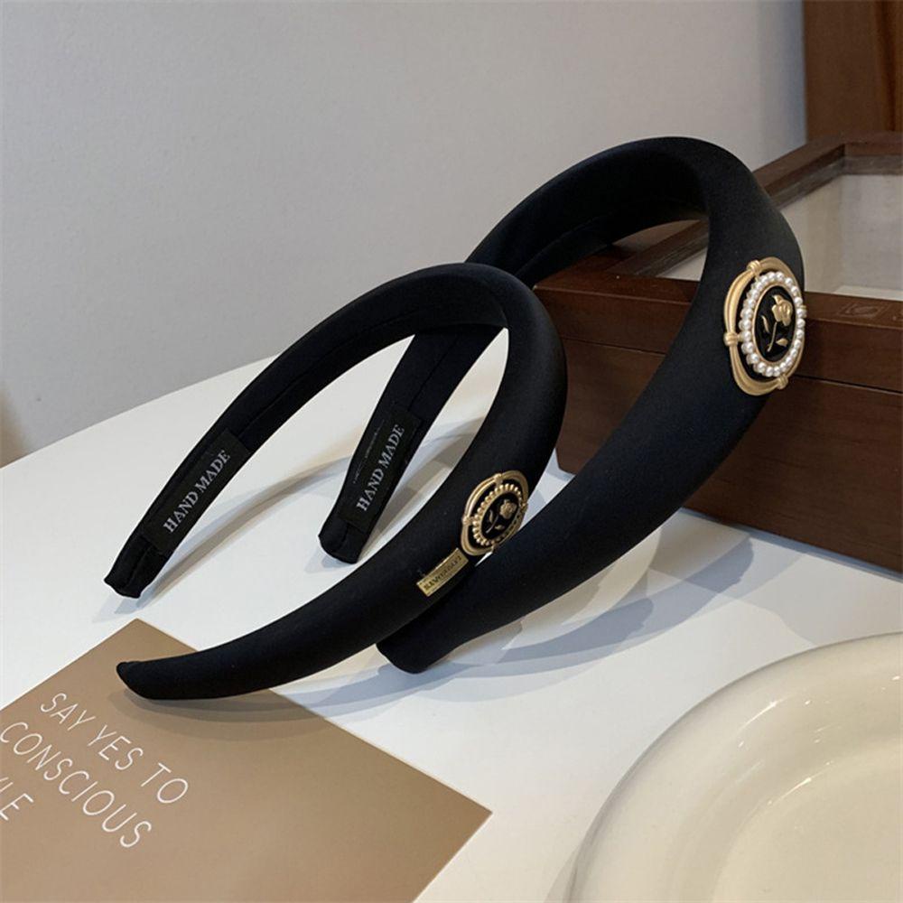 Băng Đô Cài Tóc Chống Trượt Bản Rộng In Họa Tiết Hoa Phong Cách Vintage Thời Trang Cho Nữ