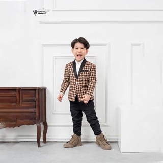 Áo vest bé trai thiết kế họa tiết nâu chéo