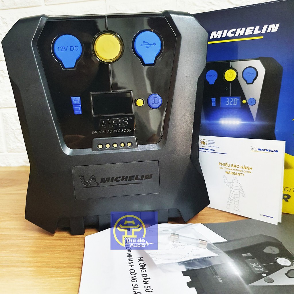 Máy Bơm Lốp tự ngắt Michelin 12266 - Dùng bơm lốp cho ô tô và xe máy.