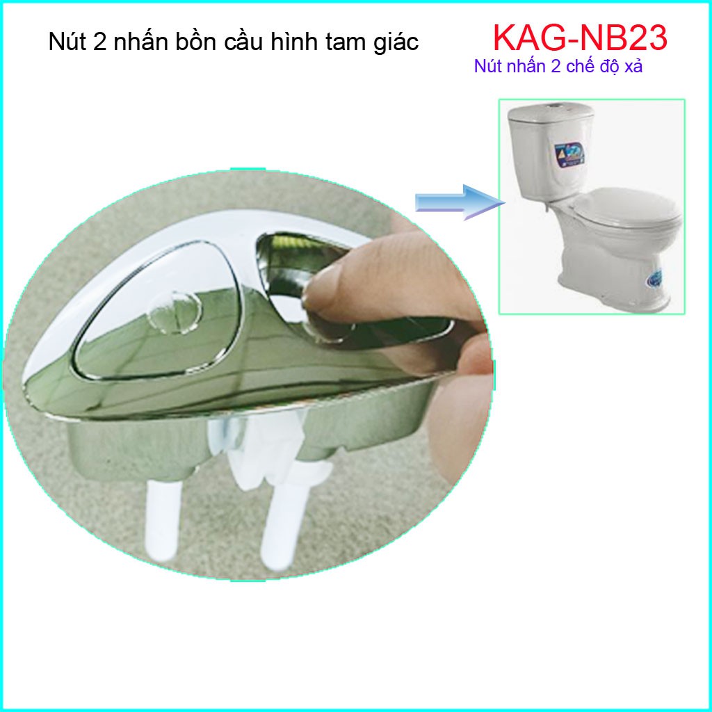 Nút nhấn xả bồn cầu KAG-NB23, nút ấn xả bồn cầu hình tam giác mạ inox nhấn êm sử dụng tốt