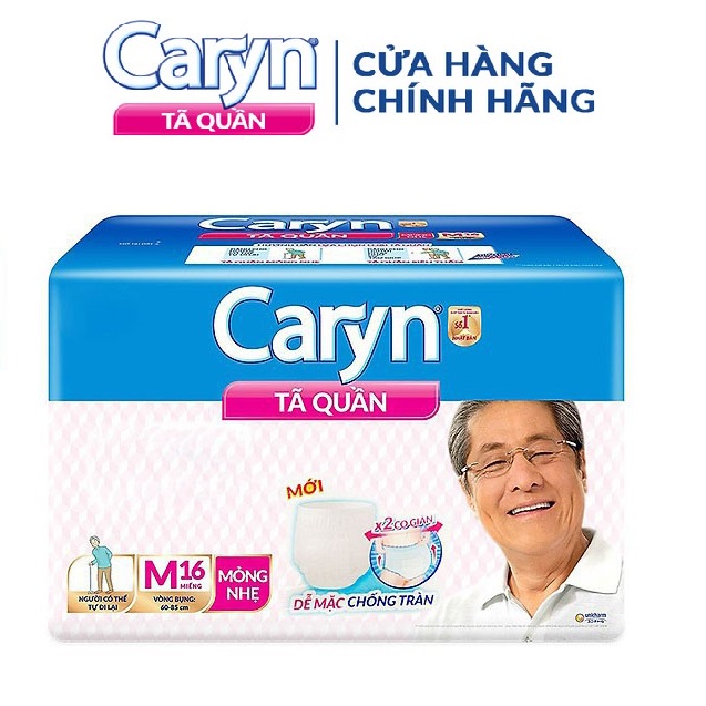 Bỉm người già CARYN mỏng nhẹ dạng quần, tã người lớn chống tràn mềm mại di chuyển tiện lợi đủ size