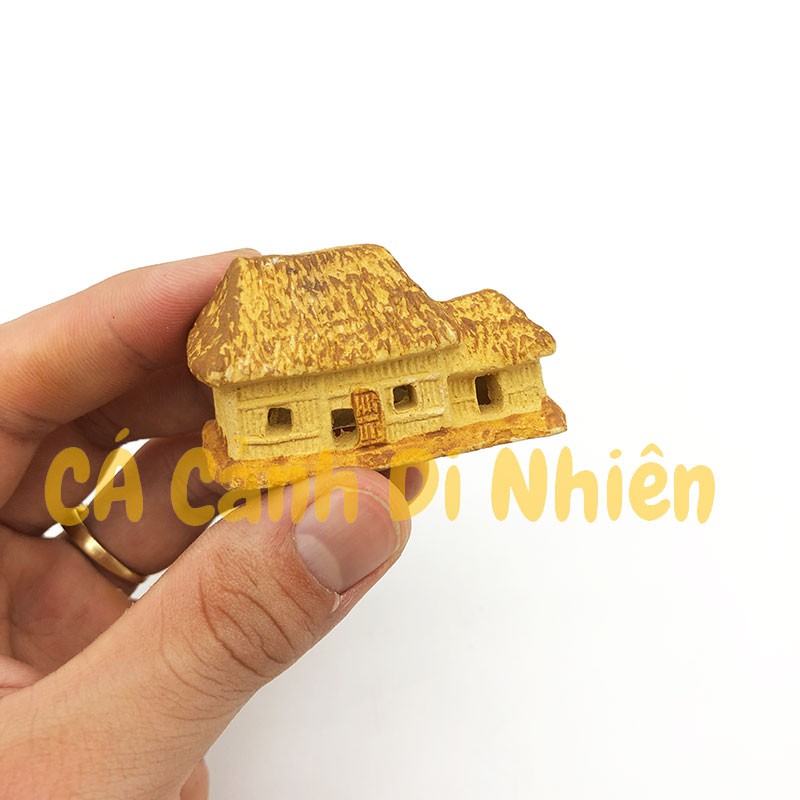 Nhà lá NHÍ làm tiểu cảnh trang trí cho hồ cá mini size 5x3x3 cm
