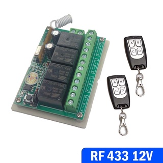 Bộ công tắc điều khiển từ xa 4 kênh rf 12v, công tắc không dây học lệnh 4 relay 20a, rf 433 mhz 3 chế độ.