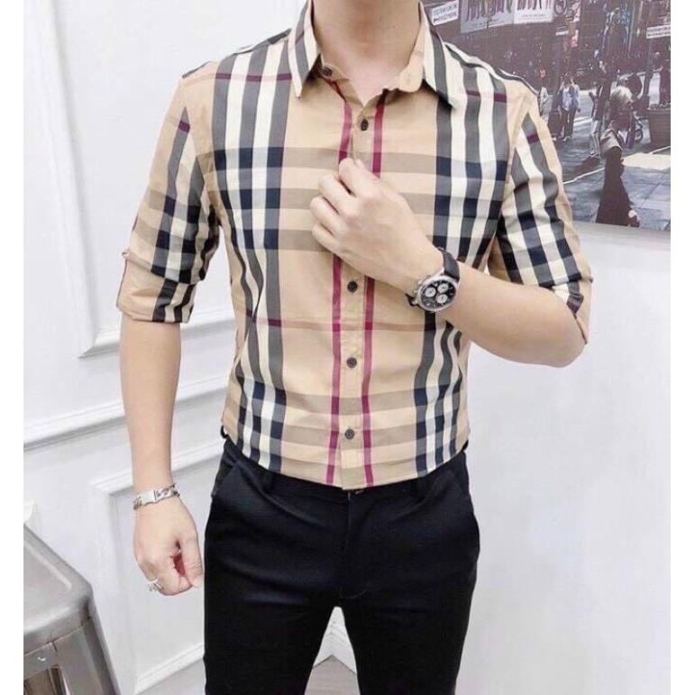 Áo Sơ Mi Nam Sọc Burberry chất vãi kate lụa size m l xl xxl 👑