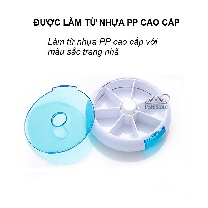 Hộp chia thuốc 7 ngăn hình tròn có nút bấm xoay lấy thuốc tiện dụng Fasola RY-167