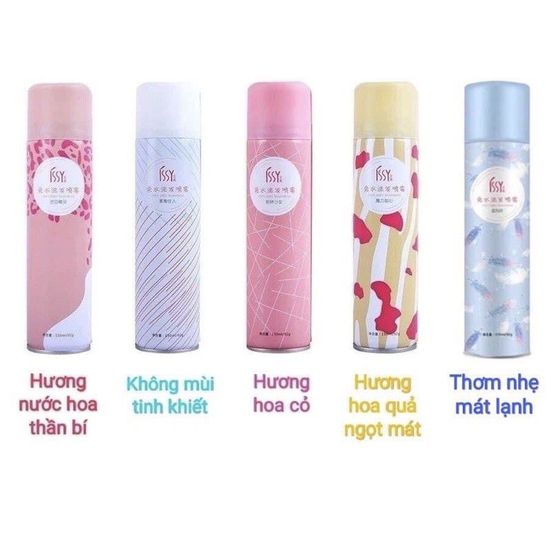 Xịt gội đầu khô Issy cho mái tóc sạch mềm mượt trong giây lát (giao mùi ngẫu nhiên)