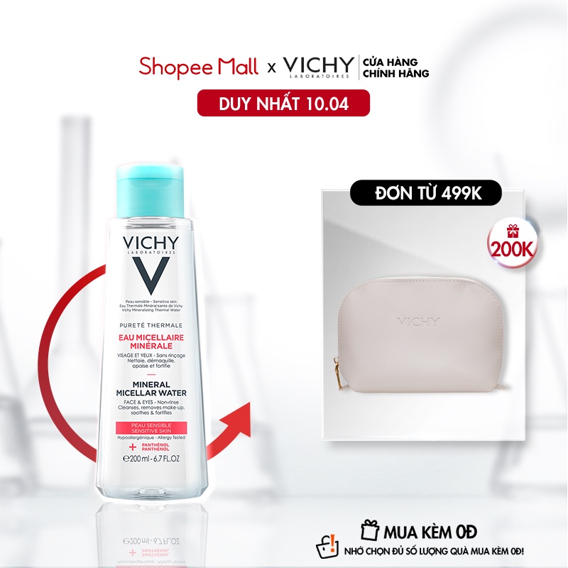 [Mã FMCGMALL -8% đơn 250K] Nước tẩy trang cho da nhạy cảm Vichy Mineral Micellar Water Pureté Thermale 200ml