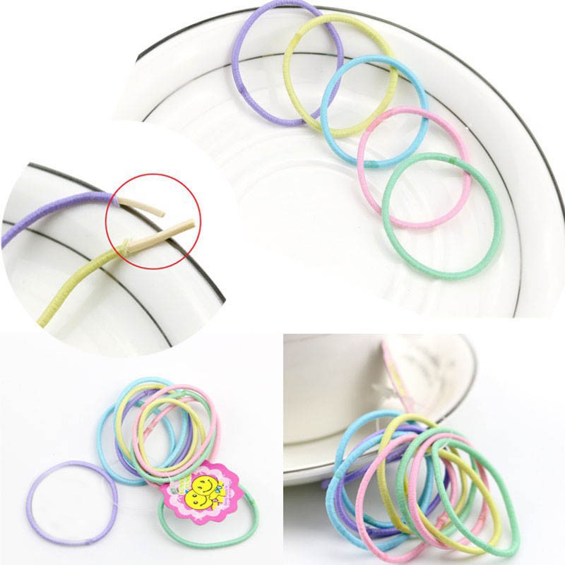Set 100 dây cột tóc co giãn nhiều màu xinh xắn cho bé gái