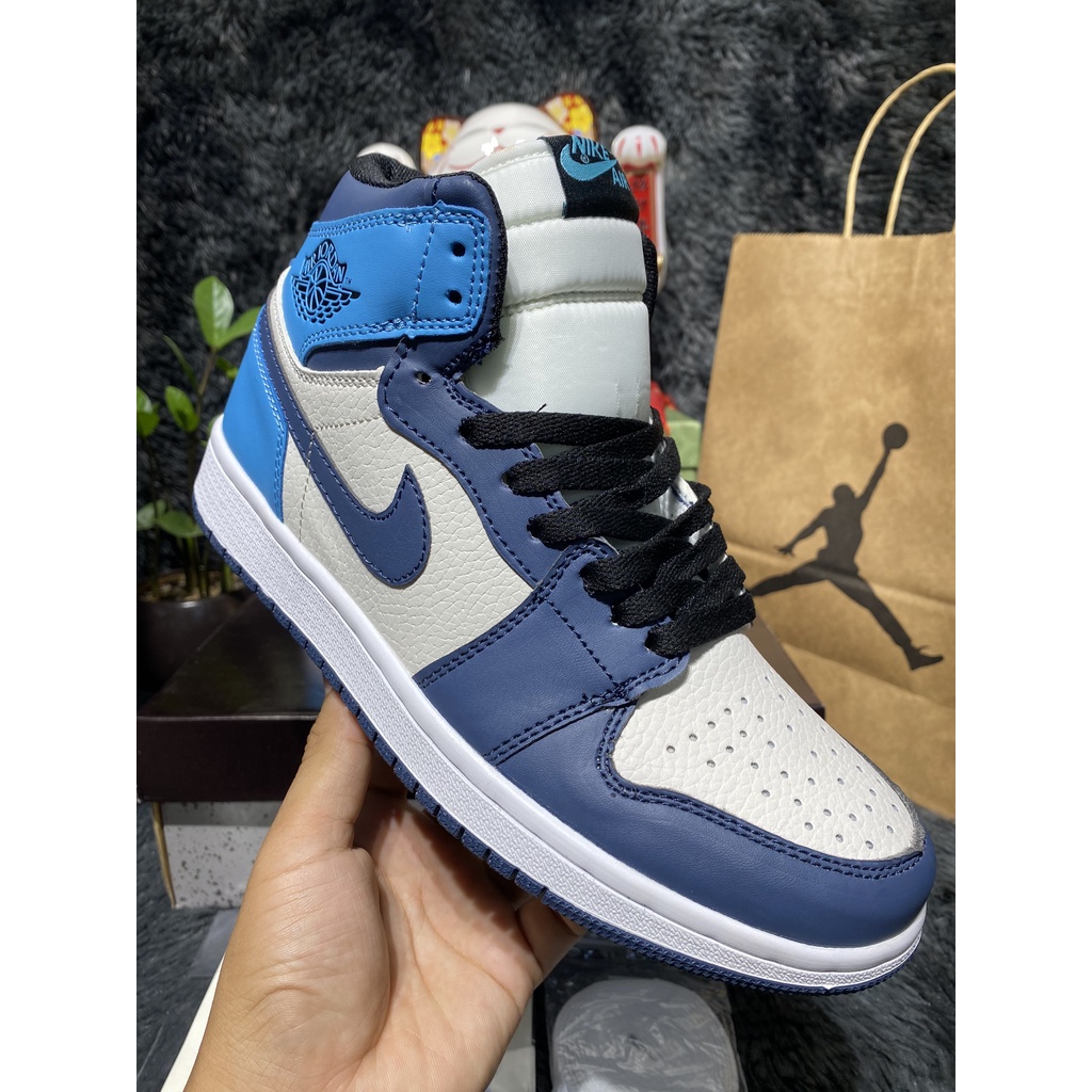 [Full box+bill] Giày Sneaker Jordan cao cổ xanh blue hàng SC full box bill và hộp bảo vệ