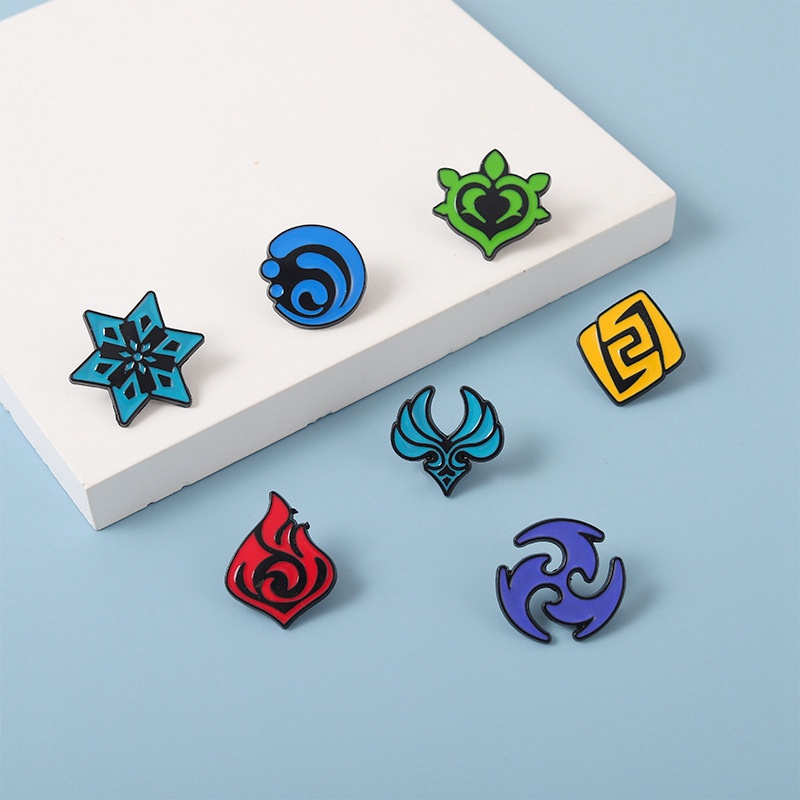 Ygt Genshin Va Chạm Ghim Cài Ba Lô Biểu Tượng Trò Chơi Nguyên Tố Kế toán Tráng Men
