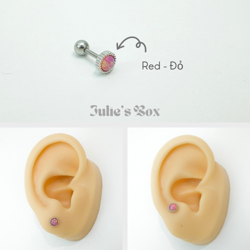 Khuyên Tai Nam Nữ Đá Opal Thân Bạc Unisex Cá Tính Không Gỉ Không Ngứa Không Bay Màu Julies Box 66