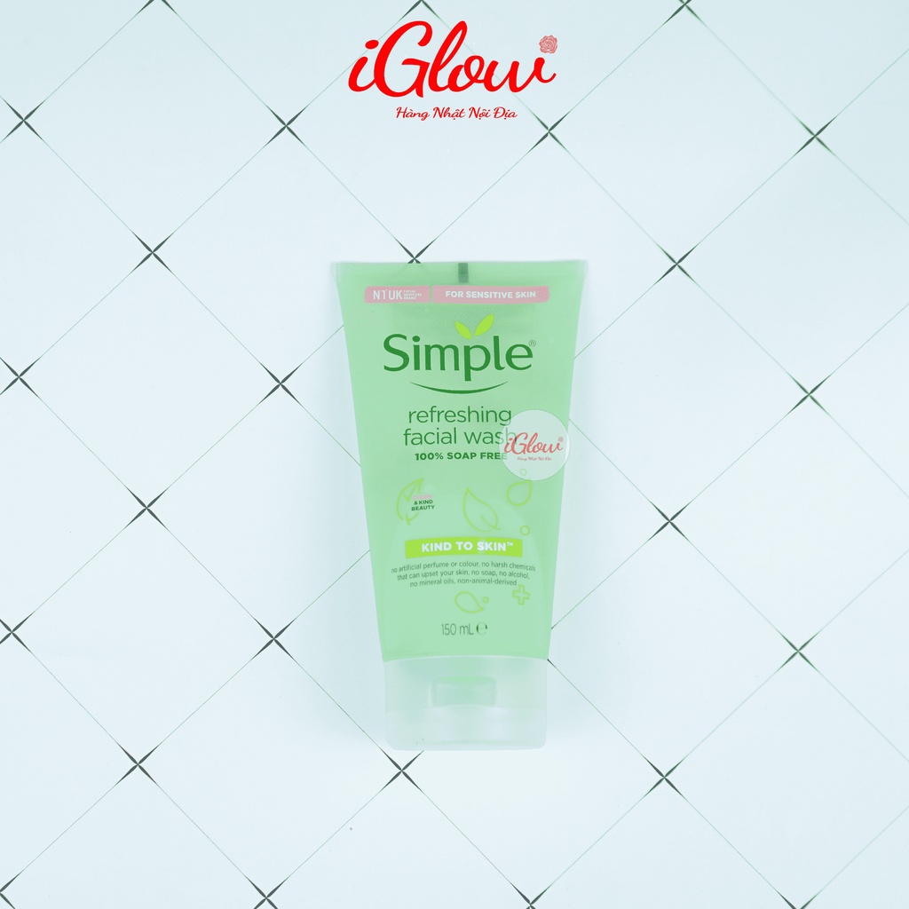 Sữa rửa mặt Simple giúp da sạch thoáng &amp; không chứa xà phòng 150ml