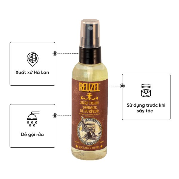 Xịt tạo phồng Reuzel Surf Tonic Xịt bảo vệ tóc khỏi nhiệt độ máy sấy, tăng độ phồng, hỗ trợ tạo kiểu tóc