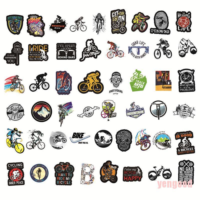 Bộ 50 Miếng Dán Trang Trí Xe Đạp / Laptop Diy