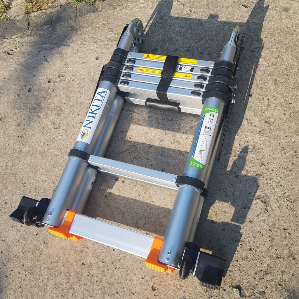 THANG NHÔM RÚT ĐÔI NIKITA A 8 M ( 4M + 4M) - CÓ BÁNH XE