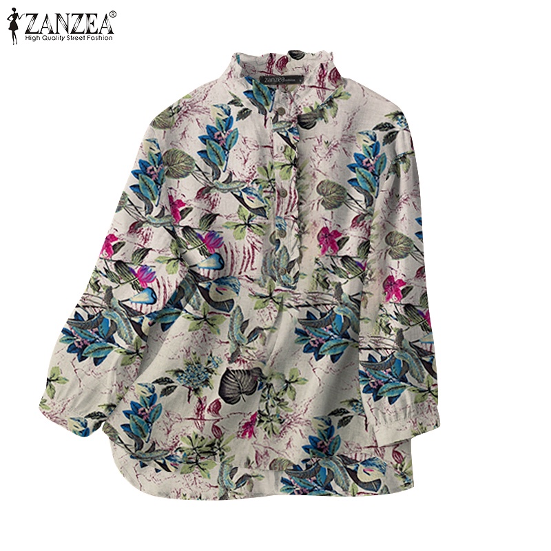 Áo tay dài ZANZEA cổ đứng phong cách đường phố retro dành cho nữ