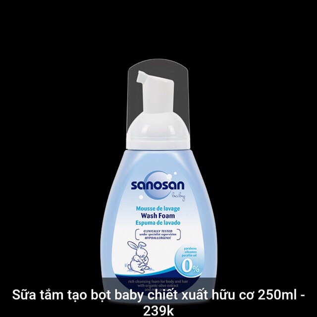 Sữa Tắm Tạo Bọt Chiết Xuất Hữu Cơ Sanosan Baby 250ML