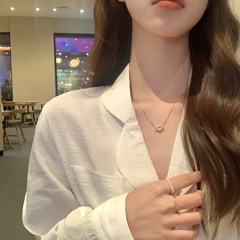 Vòng Cổ Dây Chuyền Nữ Trái Tim Thiên Thần Dễ Thương Thanh Lịch V122