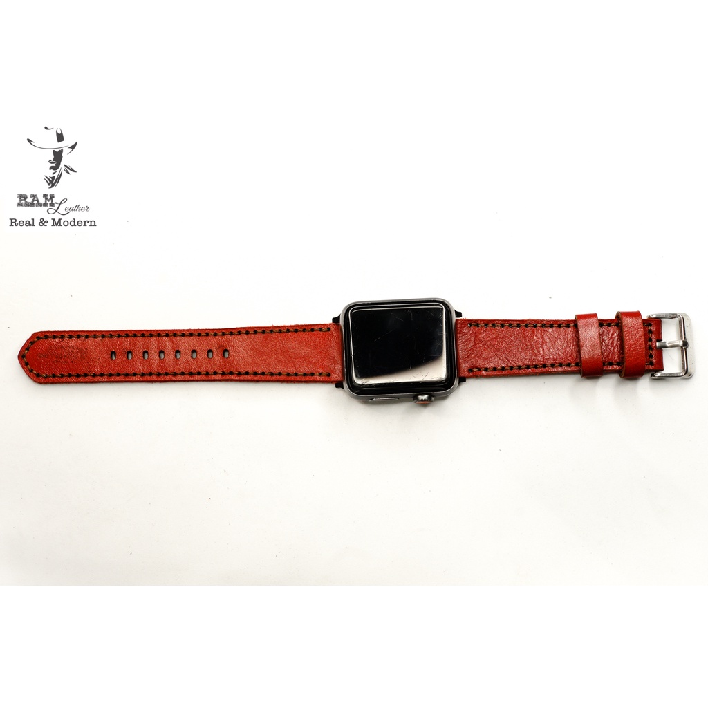 Dây đồng hồ Apple Watch , Iwatch , Iphone Watch Da Bò Đỏ Đô RAM Leather Classic 1982