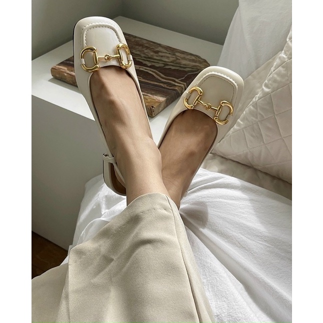 Giày cao gót bít mũi nữ mũi vuông 7 phân 7p đế vuông shoes paradise L047C